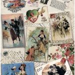 Бумага рисовая для декупажа "Открытки-валентинки" 28х38 см