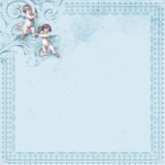 Лист бумаги односторонний "Малыш и малышка. Ангелы на голубом"