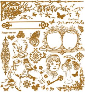 Набор переводных флокированных аппликаций (rub-on) "Romantique"