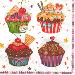 Салфетки бумажные для декупажа "Праздничные капкейки"