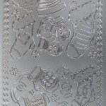 Контурные наклейки "Зимние носки и варежки", лист 10x24,5 см, цвет серебро