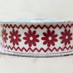 Тесьма декоративная с рисунком "Цветы", красный