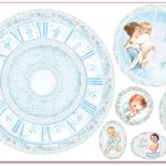 Бумага рисовая для декупажа "Часы для малыша", 33х48 см