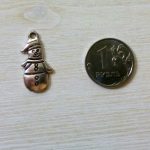 Подвеска металлическая "Снеговик", цвет серебро