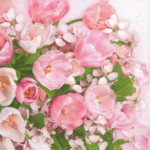 Салфетки бумажные для декупажа "Тюльпаны и цветки вишни"