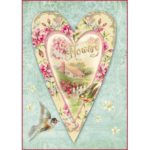 Бумага рисовая для декупажа "Сердце с цветами" А4