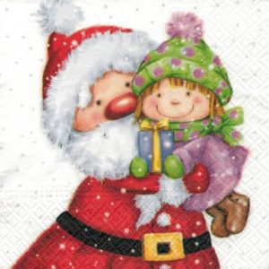 Салфетка бумажная для декупажа "Дед Мороз и ребенок"