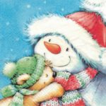 Салфетка бумажная для декупажа "Снеговик с мишкой"