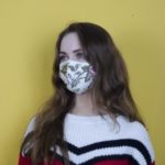Маска тканевая двухслойная цветочный принт джинса+хлопок