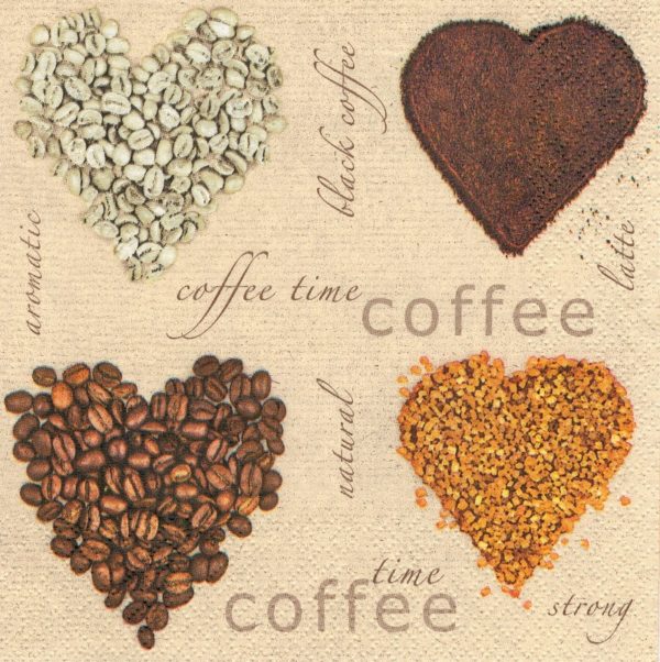 Салфетка бумажная для декупажа "Сердце из кофе"