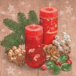 Салфетки бумажные для декупажа "Красные свечи"