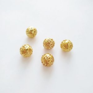 Бусины металлические с узором 12 мм цвет золото