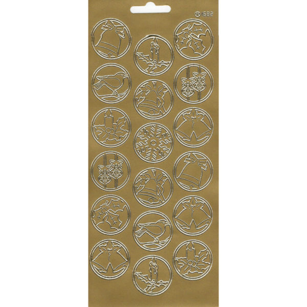 Контурные наклейки "Рождественские мотивы" лист 10*23 см цвет золото