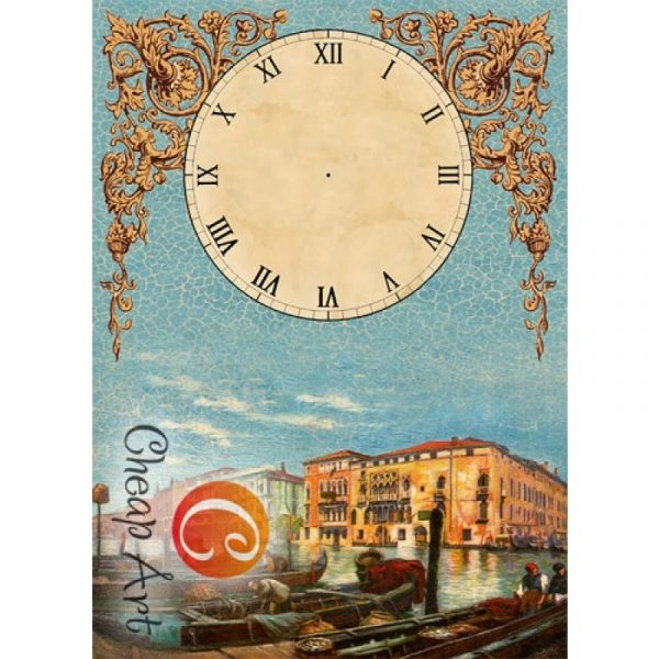 Декупажная бумага "Часы Венеция" А3